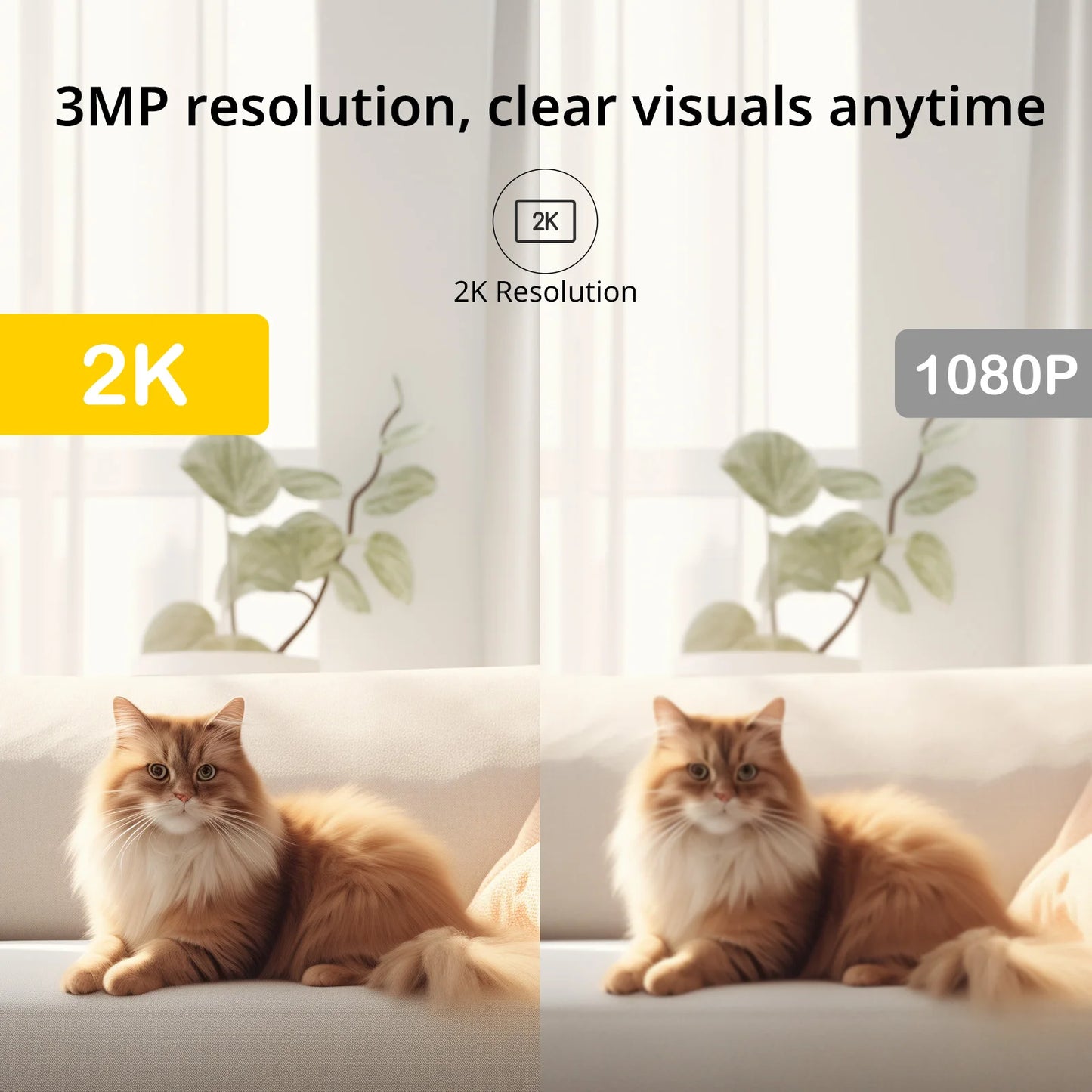 BoyKeep K10 3MP Indoor Security Camera - Motion Detection, Two-Way Audio, Wireless CCTV, Ceiling/Wall Mountable - My Store