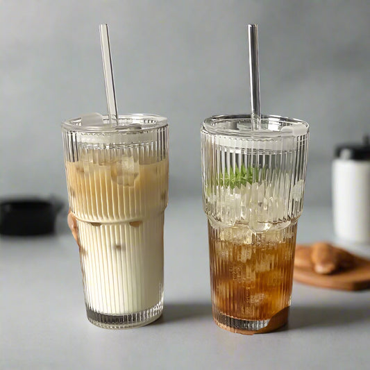 Stripe Glass Coffee Cup - My Store